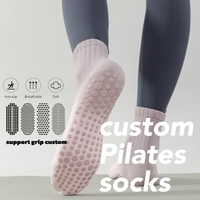 Chaussettes de Pilates personnalisables pour femmes, en coton, avec logo, antidérapantes, pour l'automne, le yoga, absorbant la transpiration, pour l'entraînement quotidien