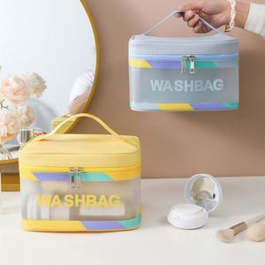 PVC Makeup <b>Bag</b> Hot Sale Portable Travel Handle <b>Clear</b> Waterproof Cosmetic <b>Toiletry</b> Women Girls Zipper Closure - Product Image 4