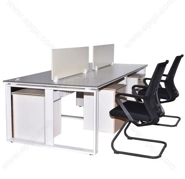 사무실 가구 워크 4 사람 CPU 홀더 및 파티션 및 플러그 테이블 워크 스테이션 책상