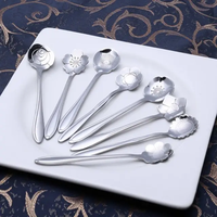 Petite cuillère à café et à thé en forme de fleur, cuillère à café mignonne en argent, or, acier inoxydable, cuillère à dessert pour glace