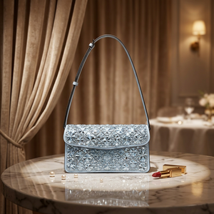 R Women Suede Crossbody Bag Medium Metallic Diamond Lattice Rivet Messenger <b>Handbag</b> Daily Flap - Product Image 5