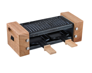 Mini-<span class=keywords><strong>raclette</strong></span> électrique avec poignée en bois, surface antiadhésive, collecteur d'huile amovible, contrôle mécanique de la température pour - Product Image 1