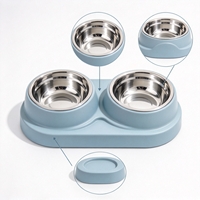 Mangeoire inclinée pour chiens et chats, angle de 15 degrés, pour petits chiens et chatons, alimentation quotidienne avec bols amovibles en acier inoxydable, gris