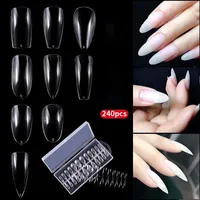 240 pièces/boîte, faux ongles en acrylique ultra fins, sans traces, luxueux, transparents, mats, complets/demi-ongles, extensions pour les doigts, bricolage des ongles