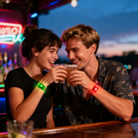Bracelet lumineux magnétique LED RGB à télécommande avec logo OEM en gros - Bracelet lumineux en TPU à 16 modes pour festivals de musique et événements
