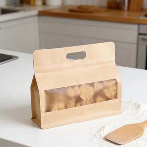 Empaque Personalizable con Asa Troquelada y Ventana Transparente, Apto para Bolsas de Papel Kraft Utilizadas para Envasar Frutas y Postres - Product Image 3