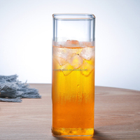 Verre carré en verre borosilicate de haute qualité de 250 ml, 400 ml, 500 ml pour boire à la maison, au bureau, au restaurant