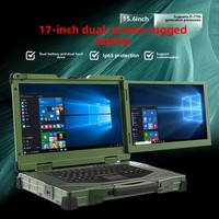 Laptop Industri Tahan Air dan Debu dengan Layar Ganda, Intel Core I5, RAM 16GB, Penyimpanan 128GB-2TB, Stok Kustom