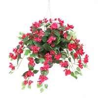 Bouganvillée artificielle rouge de 70 cm, panier suspendu, décoration d'intérieur, plante florale artificielle