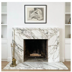 Nuevo Marco de Chimenea de Mármol Blanco Calacatta <span class=keywords><strong>Viola</strong></span> de Italia Personalizado por Newstar, Repisa de Chimenea Moderna Tallada a Mano - Product Image 5
