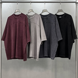 FLOWORA High-quality Blank Men's Oversized <b>Raglan</b> Sleeve T-Shirt Vintage acid Color O-Neck Casual Jersey Cotton <b>Top</b> - Product Image 1