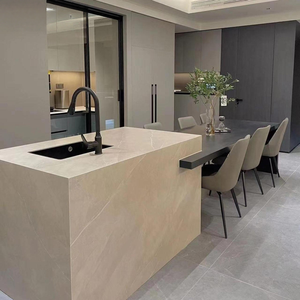 Centro cucina personalizzato gratuito isole sinterizzato mobili in pietra moderna intelligente armadio da cucina <span class=keywords><strong>isola</strong></span> con cerniera in metallo porta in legno - Product Image 2