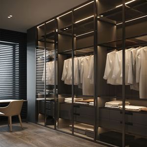 Armario de Vidrio Moderno de Lujo, Mueble de Vestidor, Armario Empotrado en la Pared, Armario Colgante, Organizador de Armario con Puerta Corredera - Product Image 3
