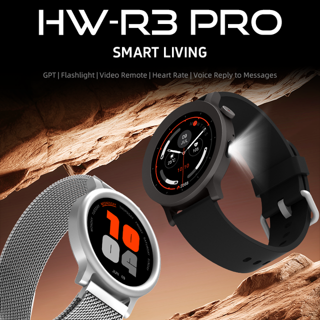 Hot New HW-R3 Pro Sport Smart Watch 1.46" LED Flashlight Voice Message Reply ChatGPT NFC AI Translation Watches Men Smartwatch