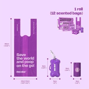 Rouleaux de recharge pour sacs à déjections canines parfumés à la lavande avec poignée, sacs à déjections pour animaux de compagnie extra épais, anti-fuites, grande taille avec support - Product Image 3