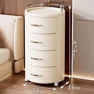 Armoires <span class=keywords><strong>de</strong></span> <span class=keywords><strong>rangement</strong></span> en <span class=keywords><strong>plastique</strong></span> cylindriques beige tendance pour la chambre <span class=keywords><strong>à</strong></span> coucher, chariots <span class=keywords><strong>de</strong></span> <span class=keywords><strong>rangement</strong></span> en <span class=keywords><strong>plastique</strong></span> portables <span class=keywords><strong>à</strong></span> 4 niveaux avec <span class=keywords><strong>roulettes</strong></span> - Product Image 2