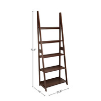 Estantería organizadora de libros de 5 niveles con marco de madera de caucho macizo, gran oferta al por mayor