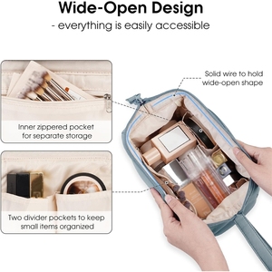 Bolsa de Maquillaje de Poliéster Impermeable con Cierre de Cremallera Ancho y Portátil, Personalizada para Mujeres, Organizador de Cosméticos de Viaje para Accesorios de Bolsa - Product Image 3