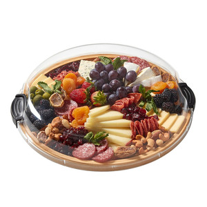 Planche à découper <span class=keywords><strong>Nordic</strong></span> Build-A-Board Snacks au fromage servant des <span class=keywords><strong>mini</strong></span> planches rondes de charcuterie en bambou avec couvercle transparent - Product Image 1