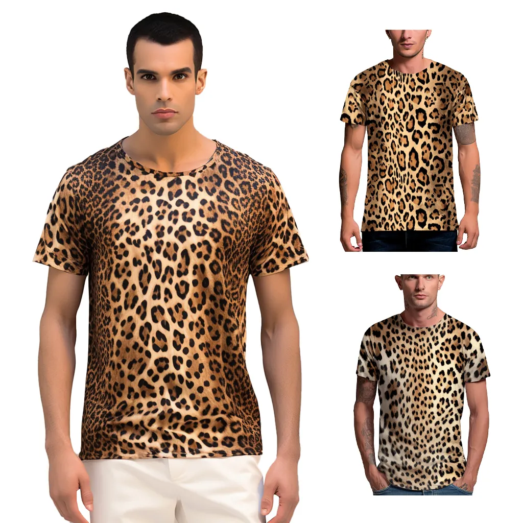 Yüksek kaliteli streetwear tshirt 250gsm mens 220 gsm pamuk boy unisex t-shirt özel tişört leopar