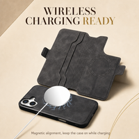 Étui portefeuille magnétique détachable pour iPhone 18 Pro, 17, 16 en cuir PU avec porte-cartes et coque PC compatible avec la charge sans fil