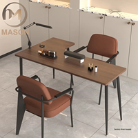 Ensemble table et chaises d'angle en bois de style européen moderne pour salon de beauté, manucure, studio commercial, mobilier de salon simple/double