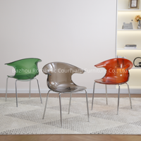 Chaise de salle à manger empilable simple en acrylique avec pieds en métal, design nordique, pour la maison et les restaurants