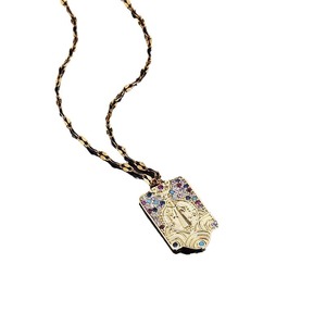 Collar de medallón religioso chapado en oro de 18K, María Milagrosa, <span class=keywords><strong>San</strong></span> <span class=keywords><strong>Benito</strong></span>, Ángel Guardián Madre Santa - Product Image 4