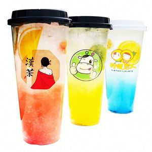 Gobelet à thé au lait Boba 90 mm en plastique PP jetable, capacité 500 ml/700 ml/1000 ml avec couvercle rigide pour fêtes et sodas - Product Image 1