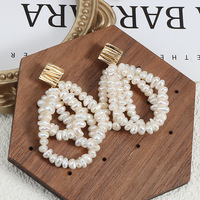 Boucles d'oreilles en perles blanches naturelles de style français, faites à la main pour femmes, confectionnées de manière complexe, multicouches, 4-5 mm, en argent 925