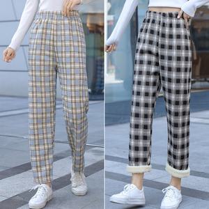 <span class=keywords><strong>Pantaloni</strong></span> Invernali Casual da Donna <span class=keywords><strong>a</strong></span> Gamba Dritta Fantasia Plaid di Tendenza <span class=keywords><strong>Vita</strong></span> <span class=keywords><strong>Alta</strong></span> Spesso Pile Caldo - Product Image 3