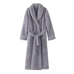 Accappatoio Pigiama Termico Lungo Extra Lungo in Pile Corallo con Scollo a <span class=keywords><strong>V</strong></span> per Donna e Coppie - Collezione Invernale - Product Image 5