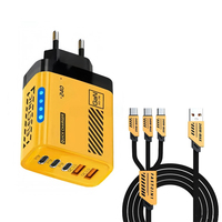 Adaptateur chargeur USB-C GaN 240W, 5 ports USB C PD, chargeur rapide 240W, type C, charge super rapide, adaptateur secteur avec lumière LED, ensemble de câbles