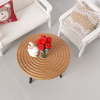 Table ronde miniature, table basse, table en bois de cerisier, mobilier de maison de poupée Ob11 1:12, décoration DIY pour maison de poupée
