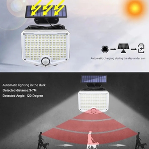 Lampe murale solaire séparée 108LED 153LED 150COB 210LED Extérieur Étanche 3 modes Détecteur <span class=keywords><strong>de</strong></span> mouvement Jardin Cour <span class=keywords><strong>Garage</strong></span> Lumières - Product Image 6