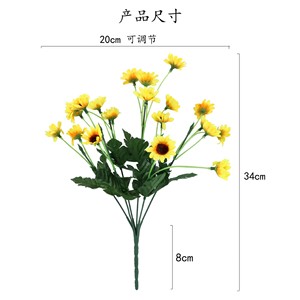Bouquet de tournesols artificiels Wen Hope, fleurs en soie jaunes, décoration intérieure, ornement de bureau - Product Image 2