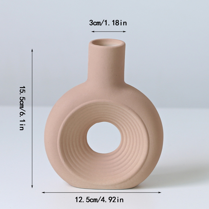 Vase à rayures rondes marron beignet