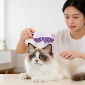 Peine de depilación para perros recargable plegable al por mayor, vaporizador para gatos, cepillo de autolimpieza de masaje 3 en 1 para mascotas - Product Image 1