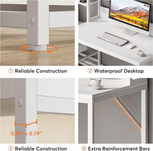 Bàn máy tính với 2 ngăn kéo và kệ lưu trữ nghiên cứu hiện đại viết bảng chơi game máy tính xách tay Máy Trạm cho văn phòng nhà - Product Image 4