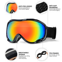Lunettes de ski personnalisées par le fabricant, protection UV400, lunettes de sport pour le ski, lunettes de neige polarisées anti-buée, lunettes de snowboard