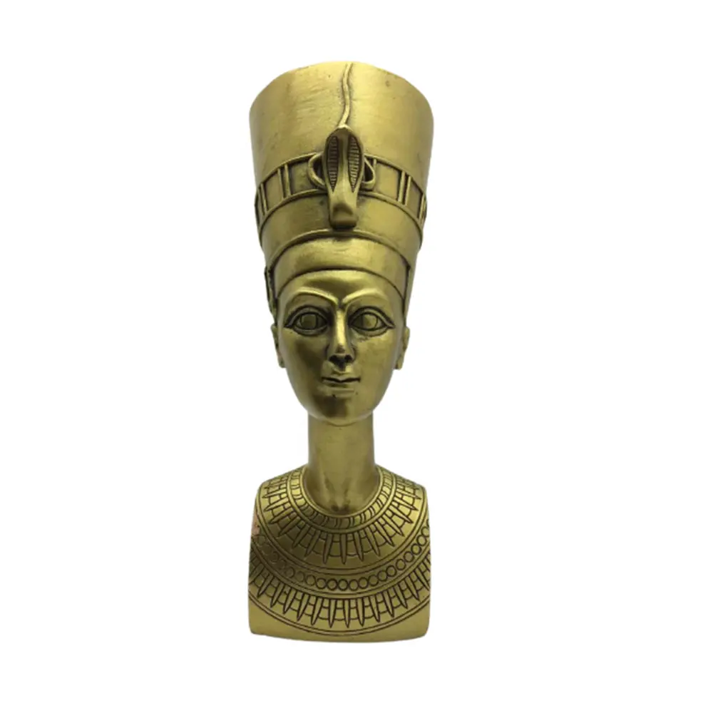 Figurine égyptienne Vintage en résine personnalisée OEM, Sculpture ancienne néfertiti, Statue de tête de reine égyptienne