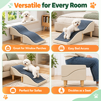 Rampe pliable de luxe pour animaux de compagnie, escalier pour petits chiens et chats, antidérapant, durable, design moderne, forme ondulée, rangement facile, pieds en bois massif