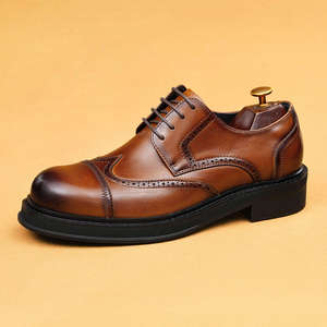 Chaussures en cuir formelles pour hommes 2026, chaussures en cuir véritable à bout rond de style britannique décontracté, chaussures de mariage pour hommes - Product Image 6