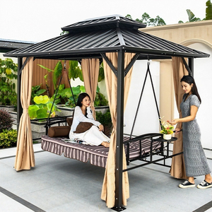 Fauteuil suspendu en aluminium avec coussin imperméable - Mobilier de jardin minimaliste pour cour et balcon, pour <span class=keywords><strong>4</strong></span> <span class=keywords><strong>personnes</strong></span> - Product Image 3