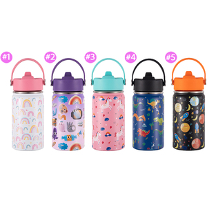 Botella de Agua Infantil de Acero Inoxidable de 350 ml (12 oz) con Asa de Transporte y Tapa con Pajita, Personalizada con Impresión, para Regalo Escolar o de Jardín de Niños - Product Image 4