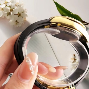 Reloj cronógrafo de oro rosa con diamantes de imitación para mujer, correa de caucho negra, reloj de lujo a la moda con diamantes para hombre, relojes de pulsera de lujo personalizados - Product Image 5