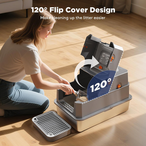 Bac à litière pour <span class=keywords><strong>chat</strong></span> en acier inoxydable pour le marché européen, fabrication OEM, bac à litière métallique <span class=keywords><strong>XL</strong></span> à parois hautes, anti-éclaboussures, facile à nettoyer - Product Image 3