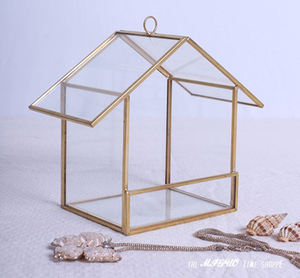 Grand terrarium rectangulaire décoratif noir, marron, or, conteneur géométrique en verre, pot de fleurs Art Déco, cristal rectangulaire pour intérieur - Product Image 4