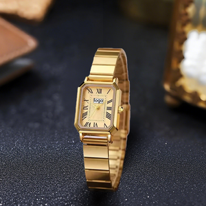 Elegante <span class=keywords><strong>reloj</strong></span> <span class=keywords><strong>de</strong></span> cuarzo <span class=keywords><strong>de</strong></span> lujo para mujer Esfera cuadrada Banda <span class=keywords><strong>de</strong></span> acero inoxidable Caja <span class=keywords><strong>de</strong></span> aleación con acabado <span class=keywords><strong>dorado</strong></span> <span class=keywords><strong>Reloj</strong></span> <span class=keywords><strong>de</strong></span> moda impermeable - Product Image 3