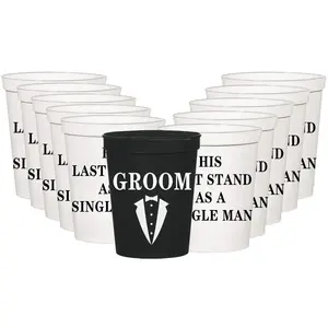 groom bachelor party supplies HIs Last Stand as a Single Man plastic party drunk cups groom Bachelorette Party Cups